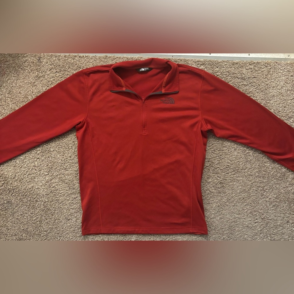 The North Face Men Tech Glacier Fleece 1/4 Zip Warm Pullover Red Mens M Like New